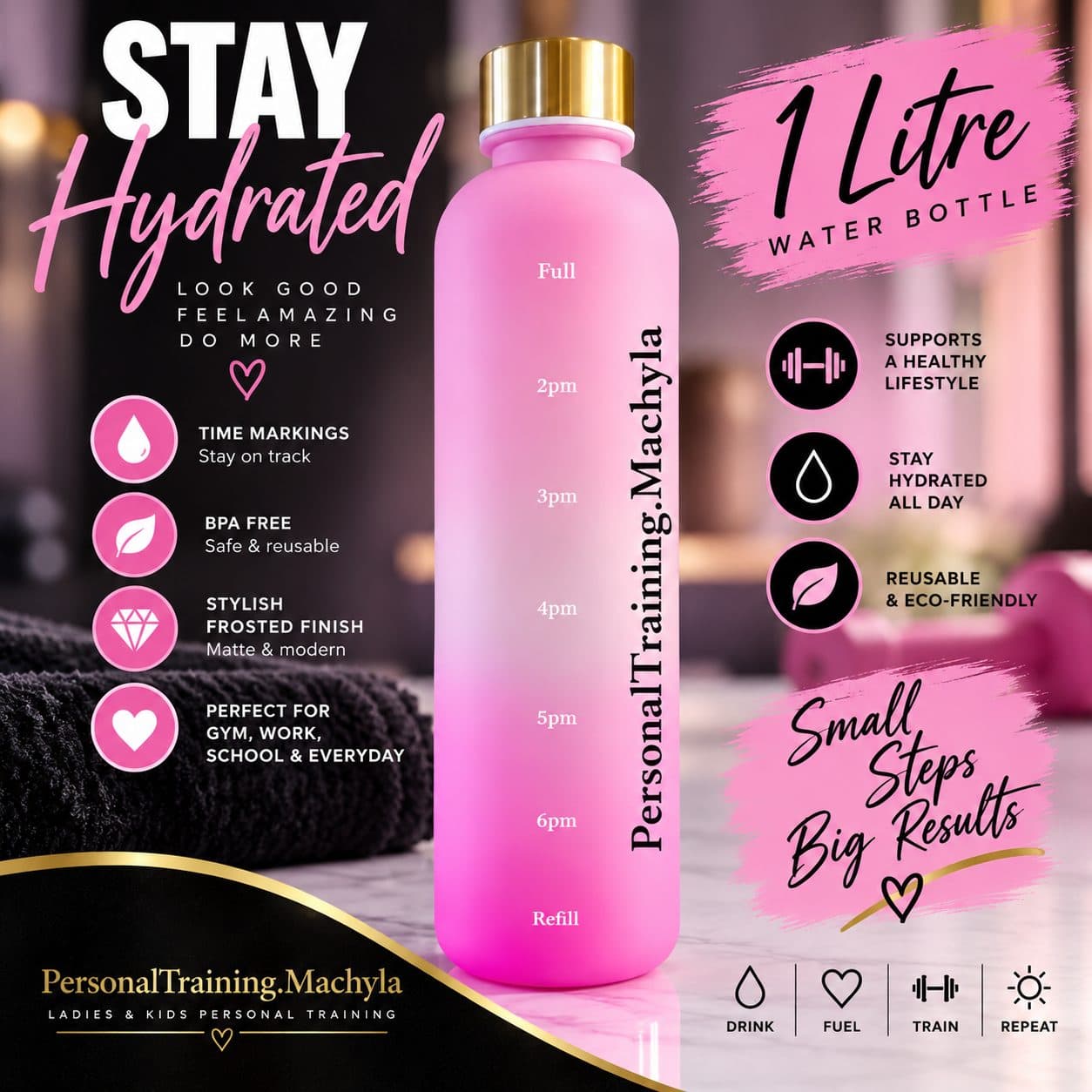 Water Bottle 1L (Pink/light Purple) — photo 1 of 2