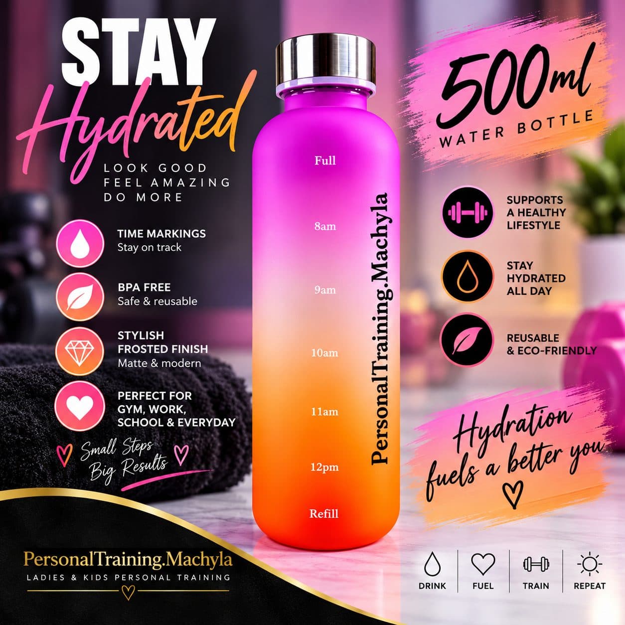 Water Bottle 500ml (Pink/Orange) — photo 1 of 2