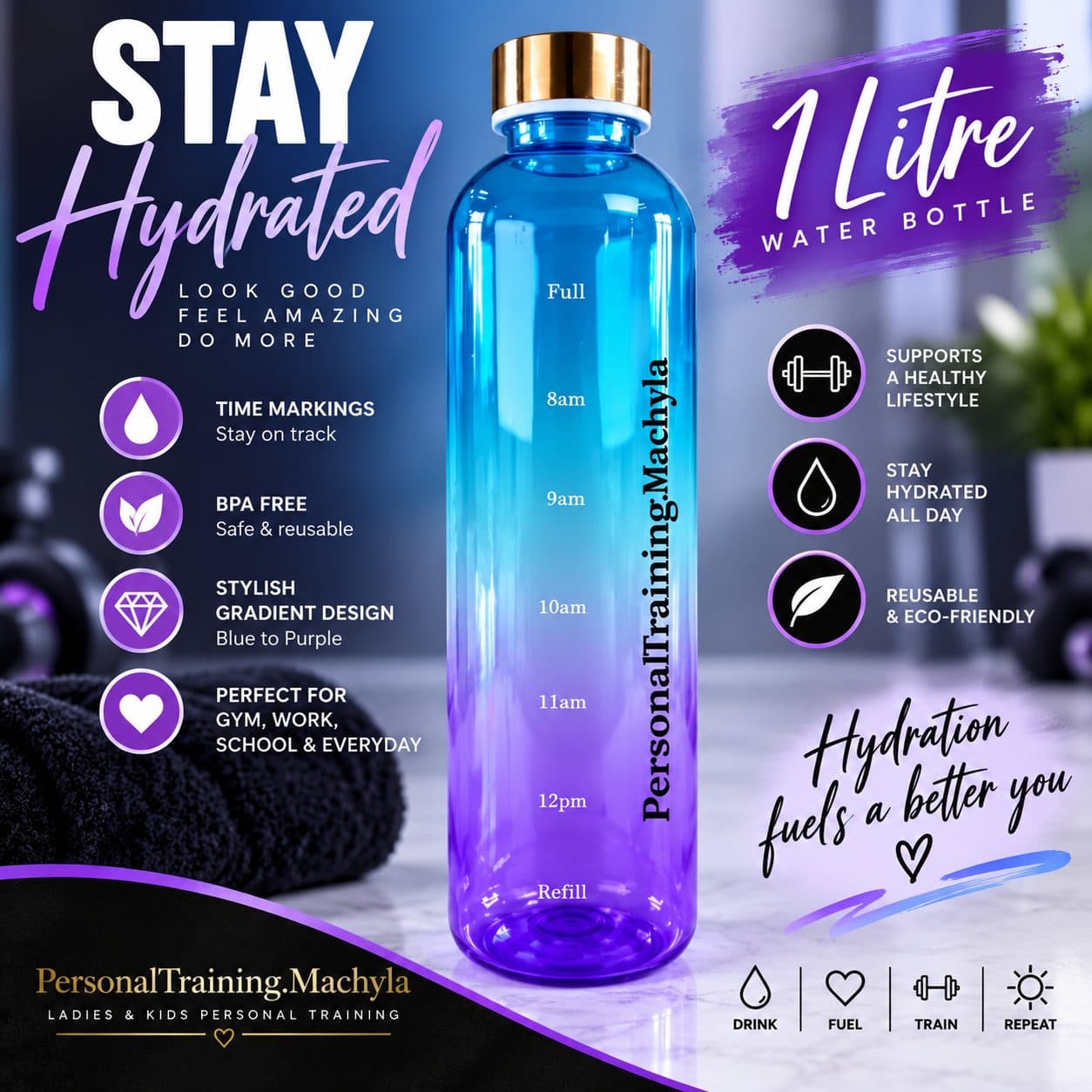Water Bottle 1L (Blue/Purple) — photo 1 of 2
