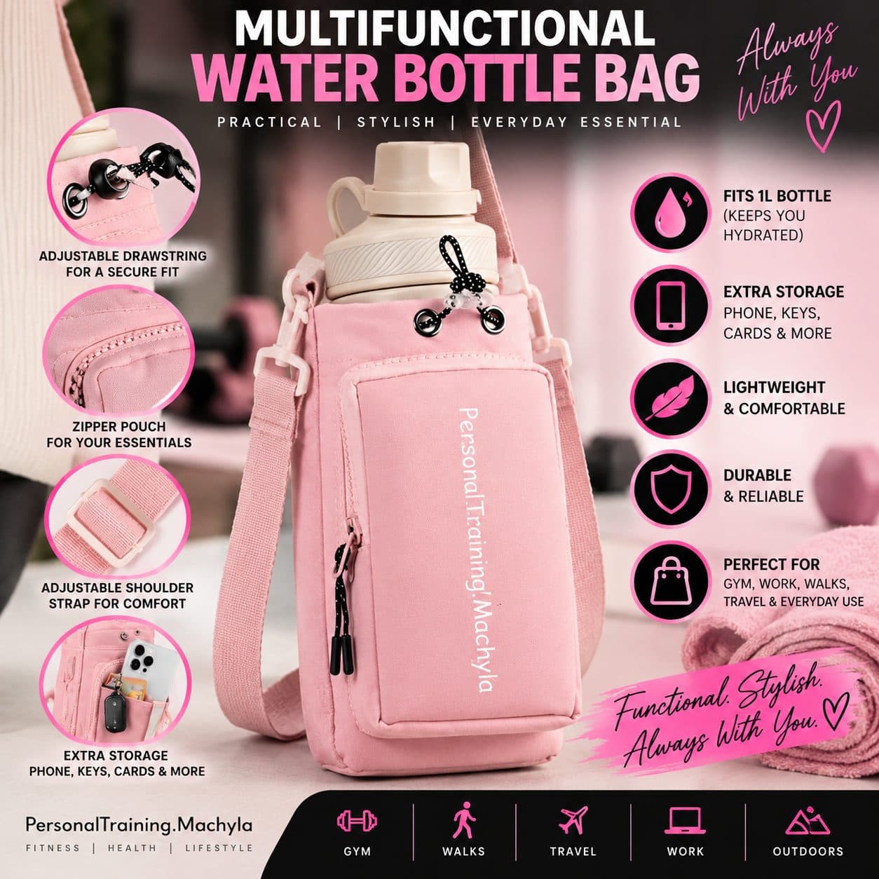 Bottle Storage Bag - Pink